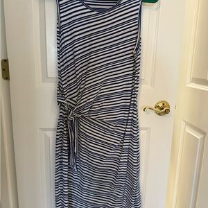 Striped Sleeveless Dress - Blue and White